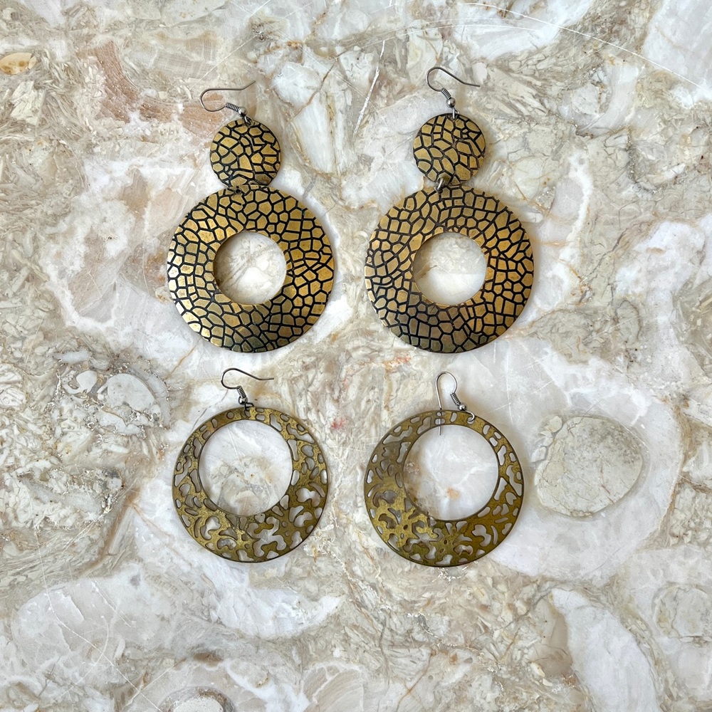 Brassy Bundle Boho Jungle Circle Dangle Earrings (2)